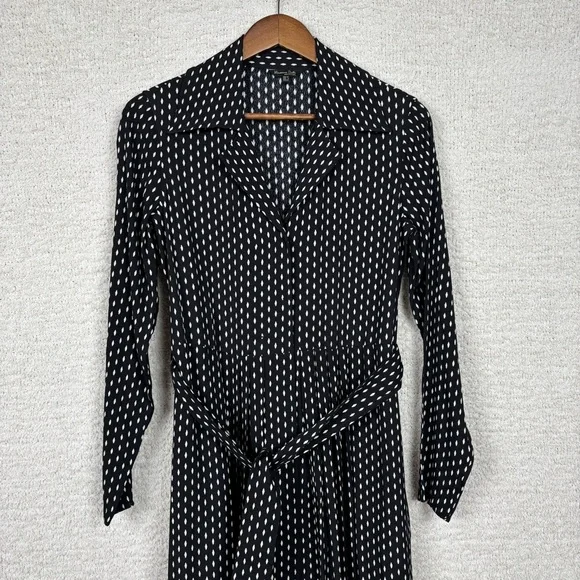 Massimo Dutti Dress Womens 2 Black White Diamond Checkered Print Button Front - Picture 4 of 15